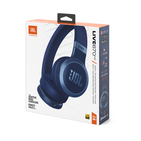 JBL Live 670NC - Blue - Wireless On-Ear Headphones with True Adaptive Noise Cancelling - Detailshot 10