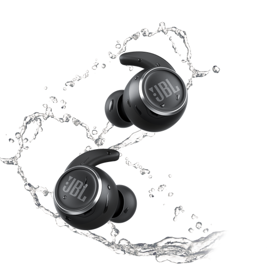 JBL Reflect Mini NC - Black - Waterproof True Wireless In-Ear NC Sport Headphones - Front