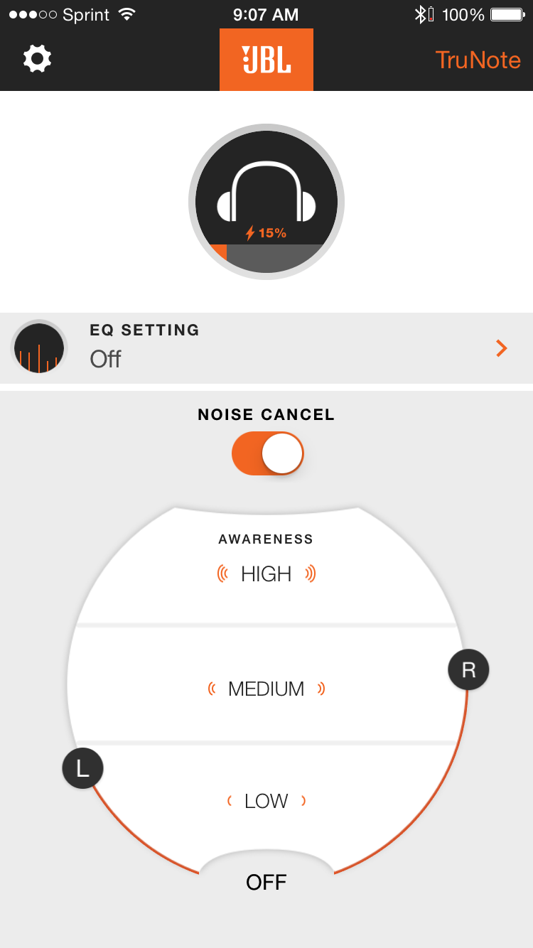 My JBL App Adjustable Ambient Aware